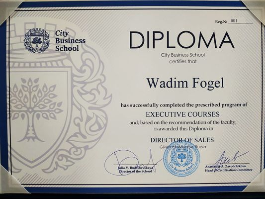 Диплом City Business School — Director of Sales