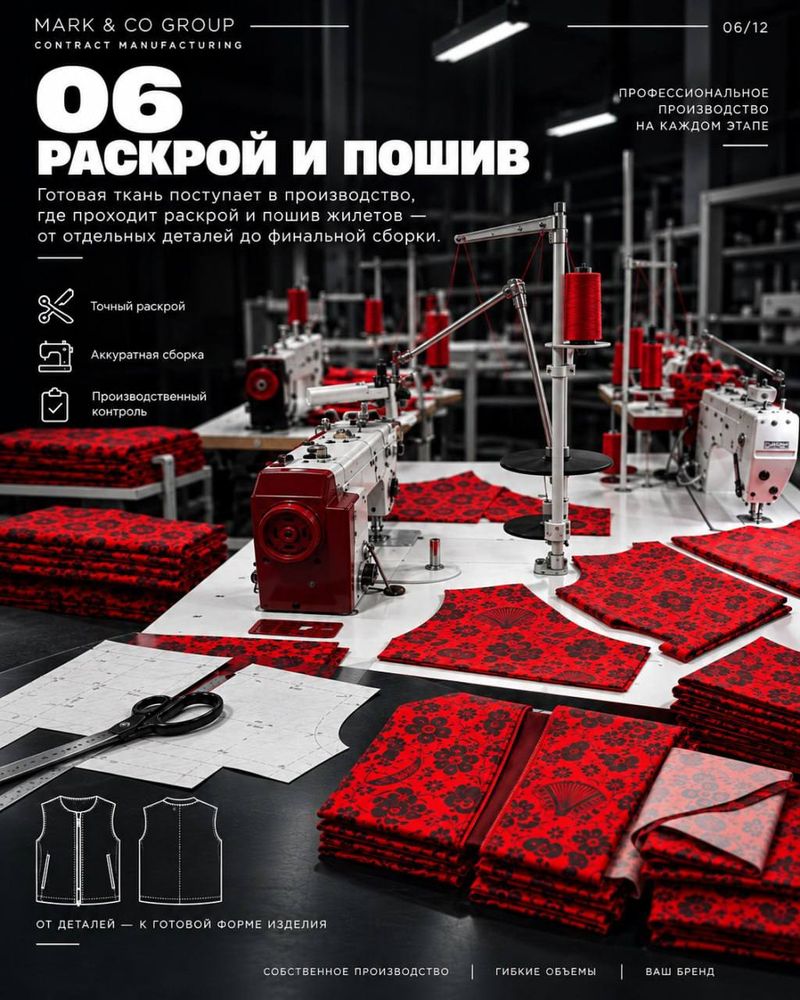 Раскрой и пошив брендированных жилетов