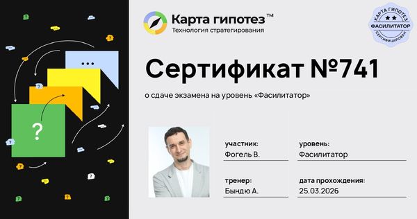 Сертификат №741 по технологии Карта гипотез — Фасилитатор