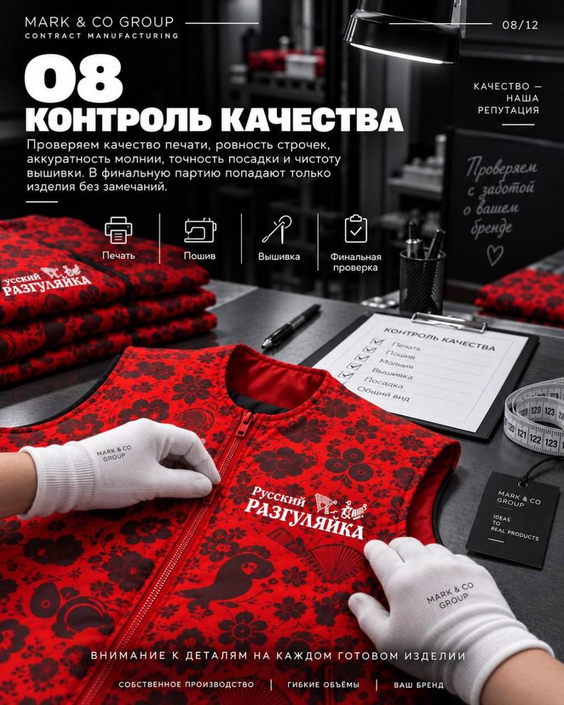 Контроль качества готовых жилетов