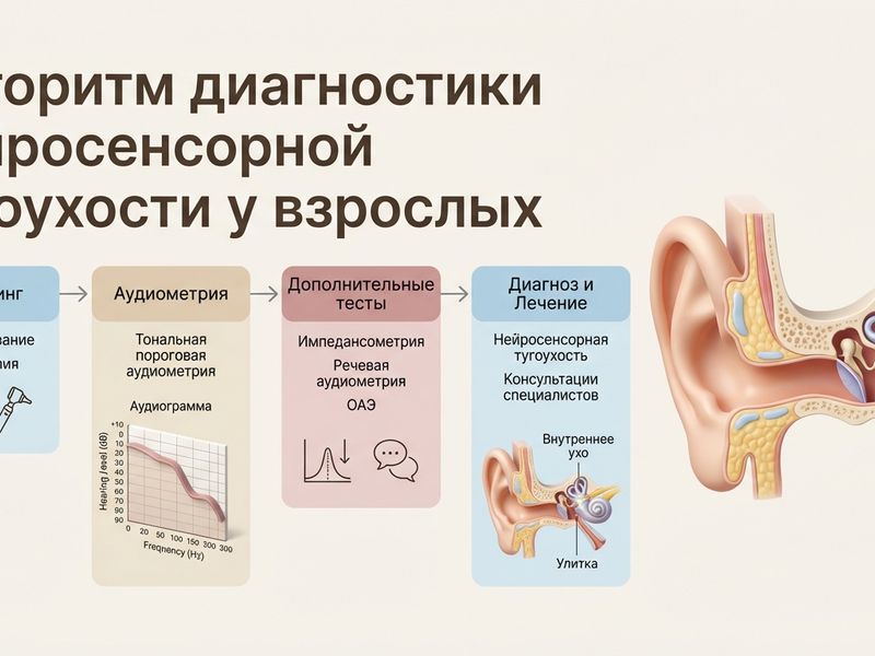 Алгоритм диагностики нейросенсорной тугоухости у взрослых: современные подходы и типичные диагностические ошибки