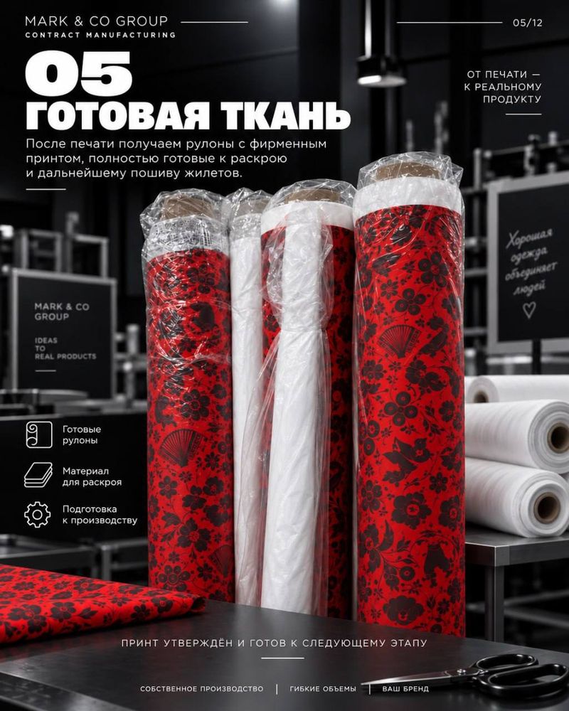 Ткань с готовым фирменным принтом