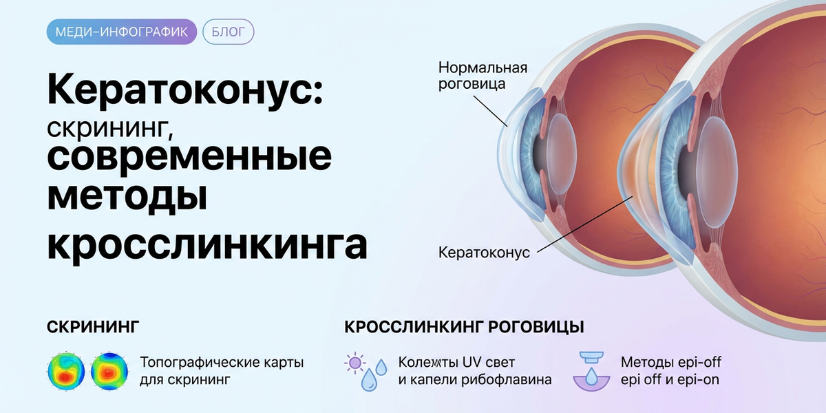 Кератоконус: скрининг, современные методы кросслинкинга и прогноз для пациента